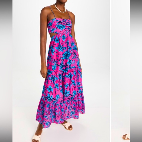 Floral Pink & Blue Playa Lucila Cutout Maxi Dress party resort spring $150 boho - Picture 1 of 8